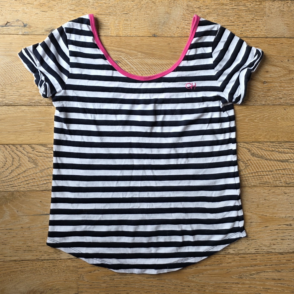 2000's Vintage Gilly Hicks Sydney Striped Short Tee hollister coastal coquette